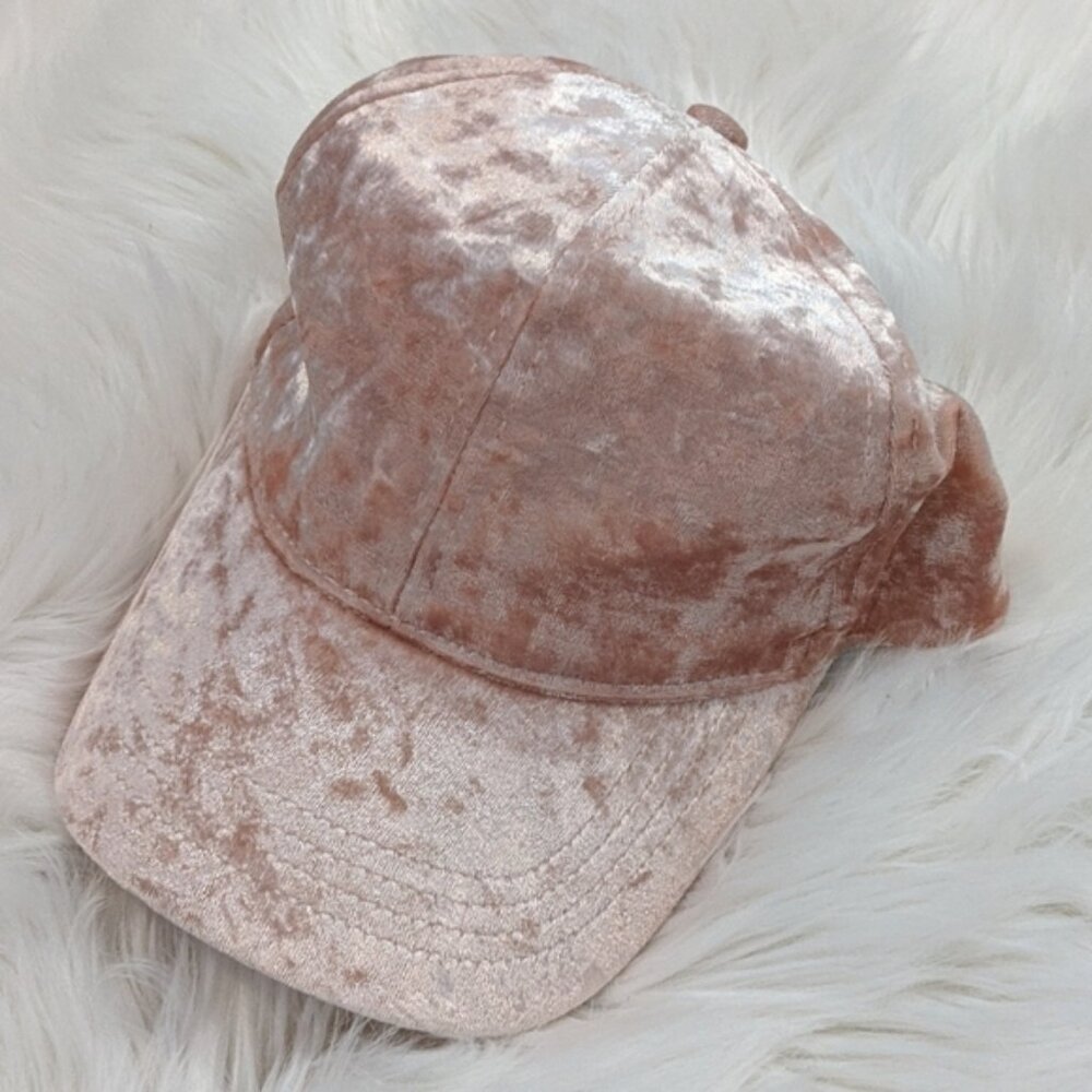 David & Young Pink Crushed Velvet Baseball Cap